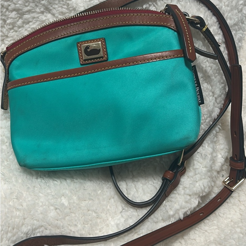 Dooney & Bourke Aqua and Brown Crossbody Bag
